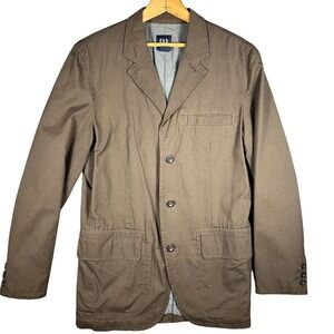 Gap Lightweight Blazer Mens S Brown Cotton Ribbed 3-Button Casual Sport Jacket